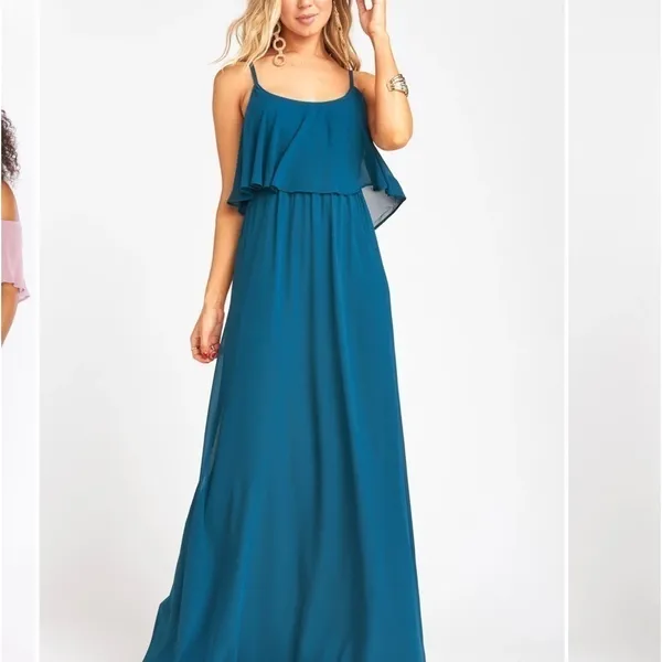 Show Me Your Mumu Caitlin Ruffle Maxi Dress Deep‎ Jade Chiffon Sz XXS - Image 5