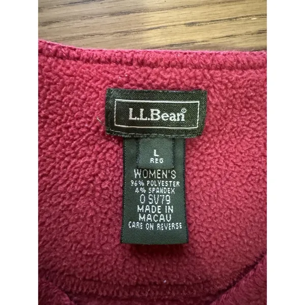 LL Bean Women Size Large‎ Red V Neck Sweater Red Polyester Blend Classic Vintage - Image 3