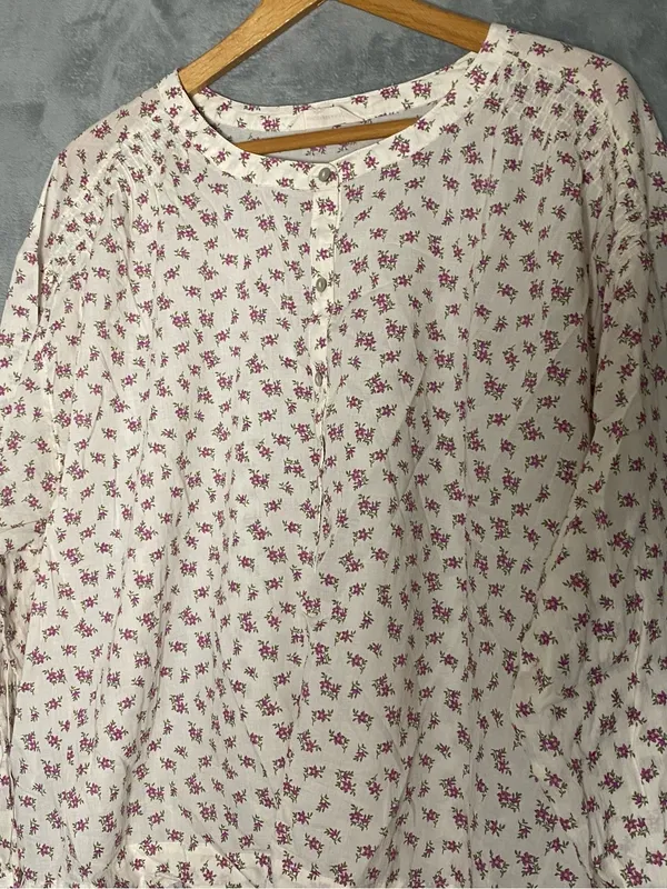 Lucky Brand Cream Blouse with Pink Floral Print XL lightweight boho - Image 2