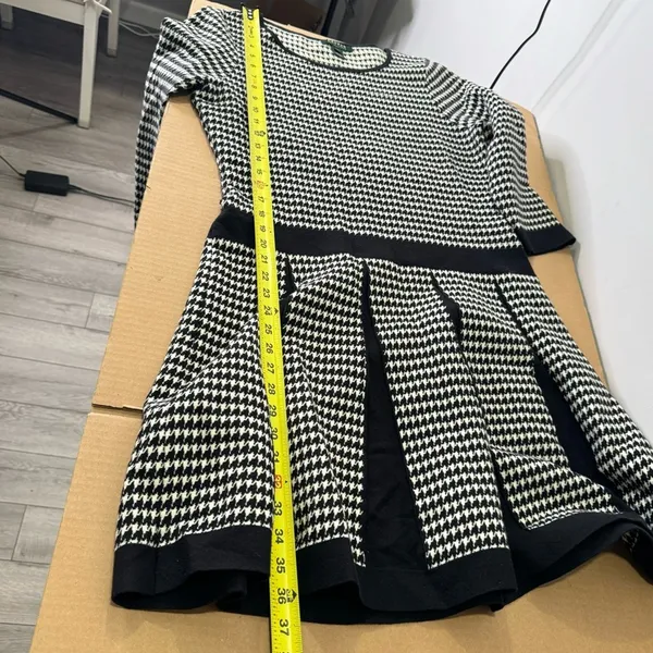 Lauren Ralph Lauren‎ Houndstooth Classic A-line Pleated Knee Length Dress Large - Image 13
