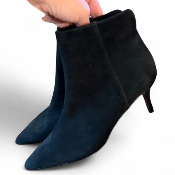 Charles by Charles David Black Suede Pointed Toe Kitten Heel Ankle Boots 8M - Image 6