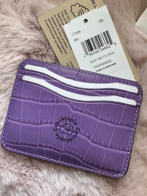 Coach Wavy Card Case Purple Croc Embossed Coachtopia Leather Slim CT386 - Image 2