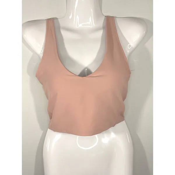 Sage Collective Strawberry Ice Pink V-Neck Crop Active Tank Top‎ Small NEW - Image 2