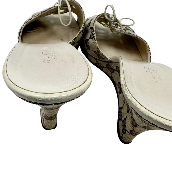 Vintage Gucci GG Monogram Canvas Wedge Slide Sandal US 8 - Image 8