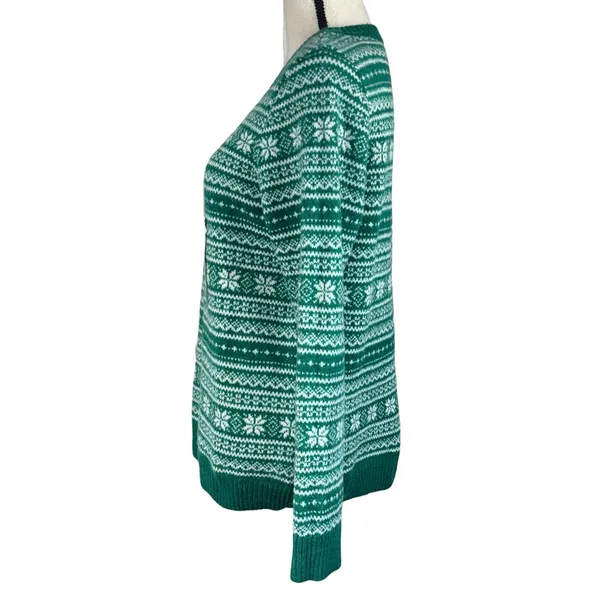 Croft & Barrow Small Sweater Fair Isle Crew Neck Long Sleeve Pullover Green New - Image 5