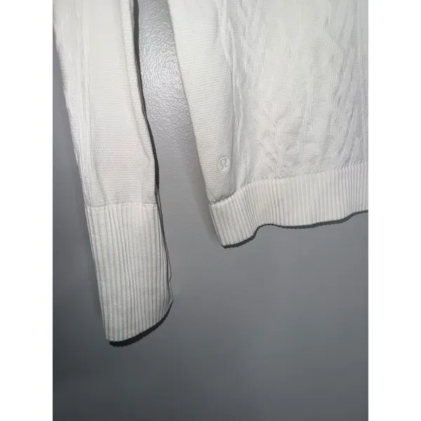 Lululemon Rest Less Pullover Women Small White Good Diamond Jacquard Long Sleeve - Image 5