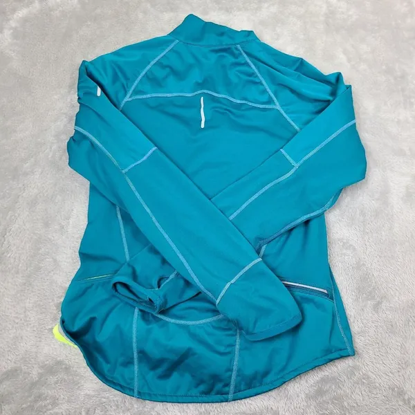 Nike Green Running Jacket with Neon yellow inside Thumb Holes & Back Pockets Med - Image 10