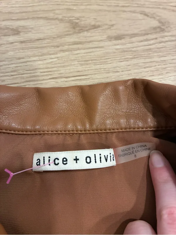 Alice + Olivia Women’s Ofra Vegan Leather Mini Dress Brown Size 8 - Image 4
