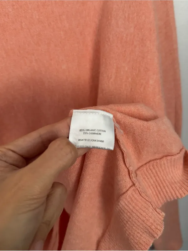 Eileen Fisher Medium Oversize Sleeve Tee Organic Cotton Pastel Orange Dolman - Image 3