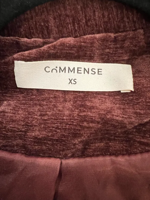 Commense Retro Velvet Blazer XS Fuchsia Mauve Double Breasted Long Sleeve Jacket - Image 4