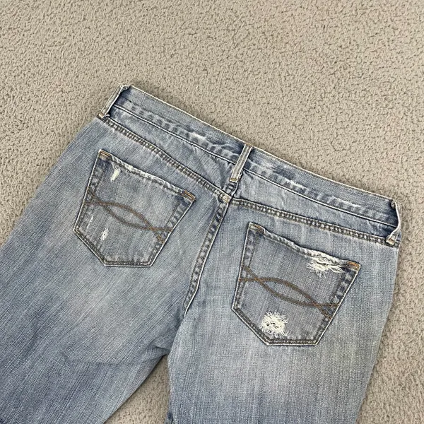 VTG Abercrombie & Fitch Jean Shorts 6 Light Wash Distressed Cut Off Bermuda Y2K - Image 6