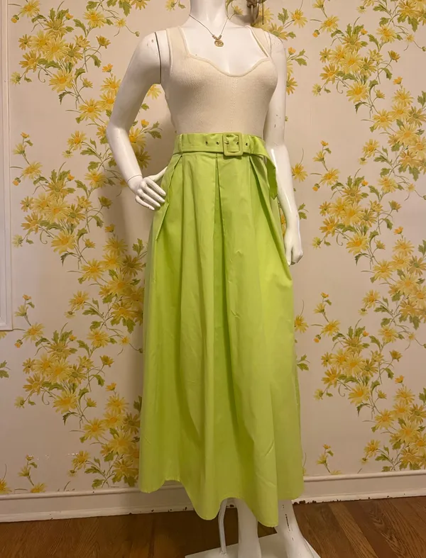 High waist pleated midi skirt with belt size M - Image 6