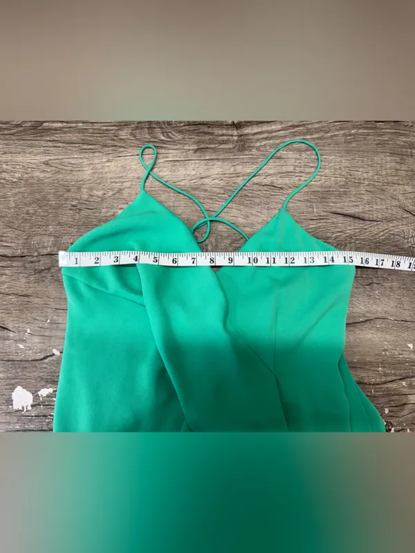 Alice and Olivia‎ green mini dress with front tie size 2 - Image 7
