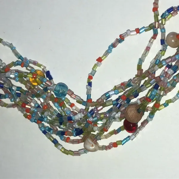 Multicolor Glass Beaded Boho Necklace Blue - Image 6