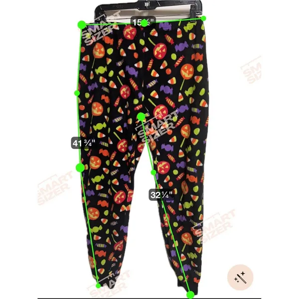 Halloween Candy Fleece Pajama Jogger Pants Black XL 16-18 Pumpkins Candy Corn - Image 3