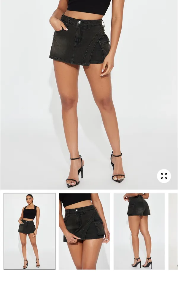 Black Wash Denim Skort - Image 2