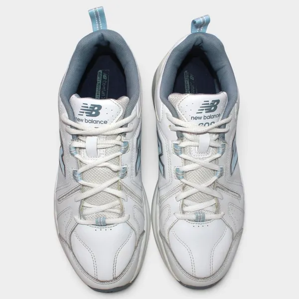 New Balance 608v5 Women 9.5 B White Blue Leather Cross Trainers - Image 11