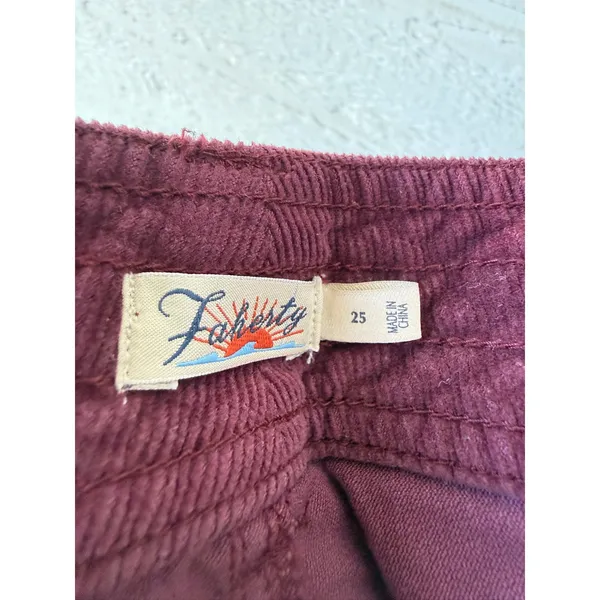 Faherty Women Plum Burgundy Organic Cotton Wide Leg Corduroy Pants Size 25 - Image 4