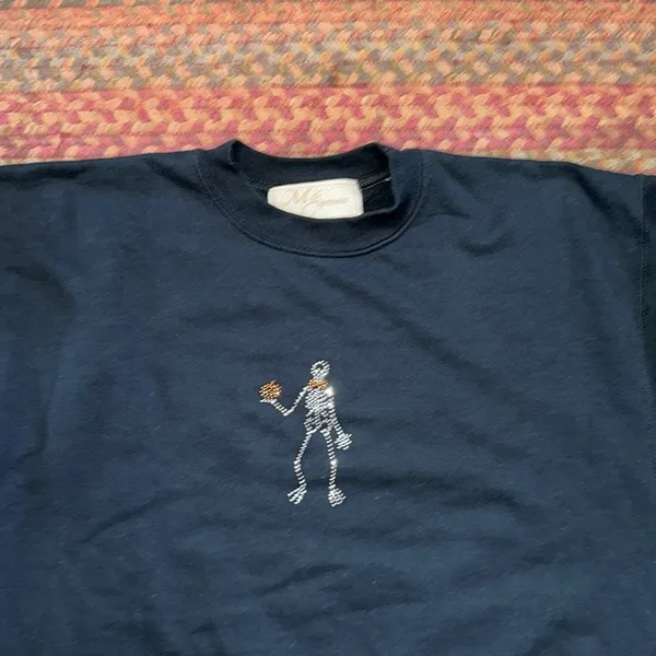 Vtg M&C Sportswear Rhinestone Halloween Skeleton Black Sweatshirt - Image 4