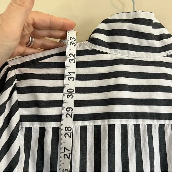 Antilia‎ Femme Striped Ruffle Front Shirtdress Black White Small - Image 5