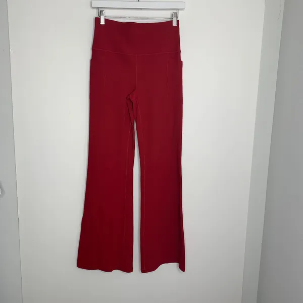 Athleta Salutation Stash Pocket Rib Flare Meg Red Pants Womens Medium - Image 2