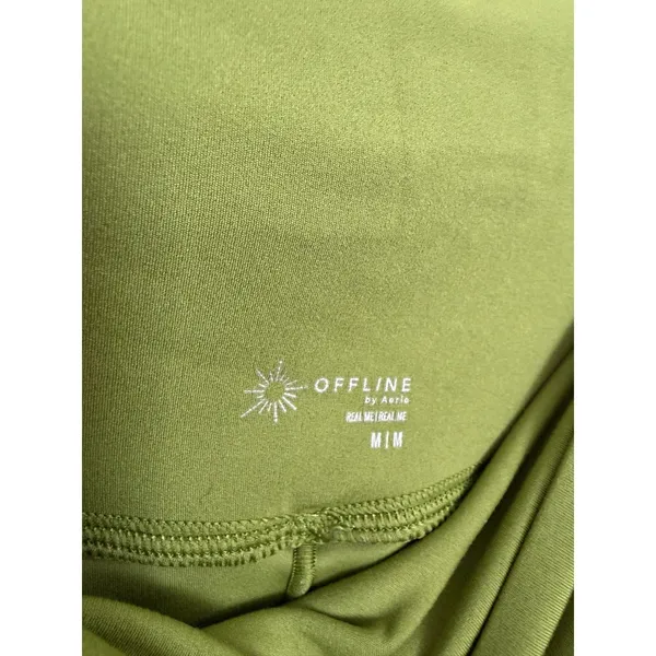Aerie Offline Real Me Crossover Flowy Shorts Crew Green Active Skort Pocket M - Image 10