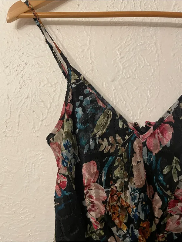 Amanda Uprichard Ellie Black Floral Maxi Gown Dress Multicolor Blossoms Small - Image 6