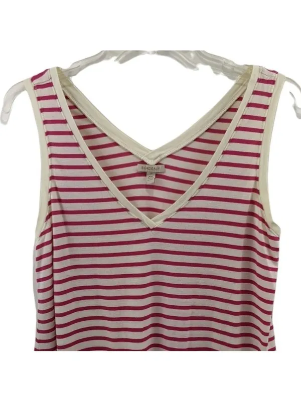 Women's Bordeaux Small Pink and White Stripe Tank Top 11c - Image 5