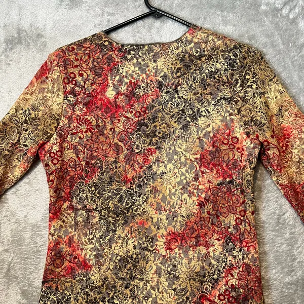 Vintage 90s Brocade Lace Floral Dress Whimsical Dark Fairy Cottagecore Sz Medium - Image 9