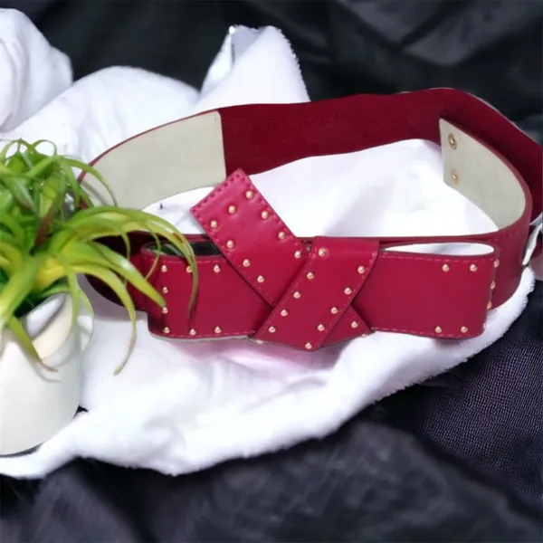 BCBGeneration NWT Wide Studded Bow Belt Red - Image 4