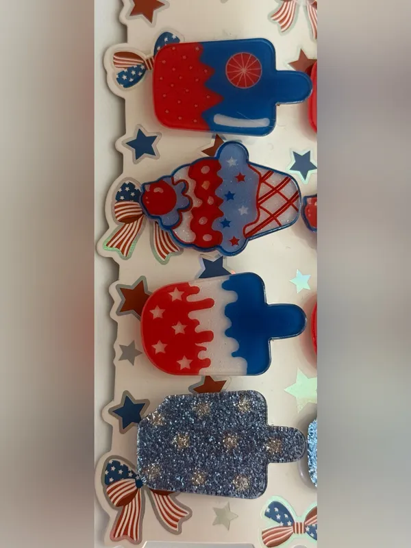 Popsicle nwt patriotic Red & Blue Decorative Hair Clips - 8-Pack - Image 2