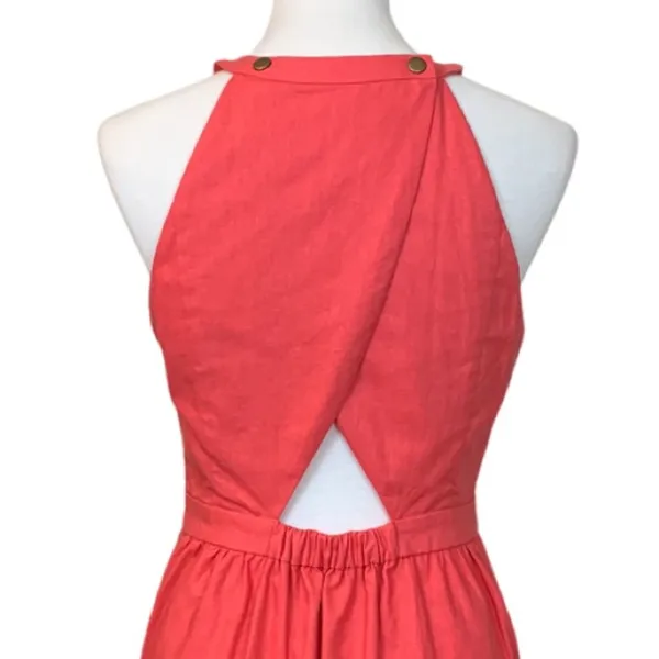 Market & Spruce NWT Halter Dress Linen Coral Linen Cotton Women's Size Medium - Image 10