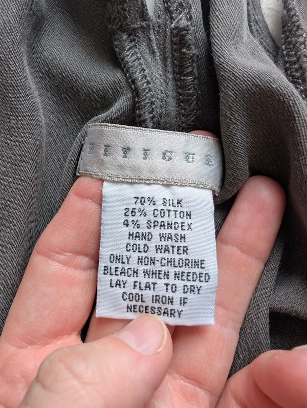 Fitigues Women's Relaxed Fit Silk-Cotton Blend Overalls Small/Medium Khaki Grey - Image 3