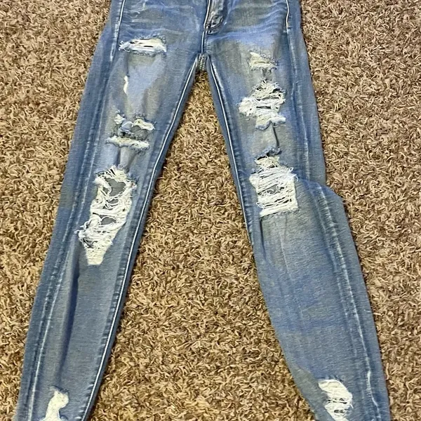American Eagle Outfitters jeans Women’s Super Stretch Distressed Sz 00 Short - Image 2