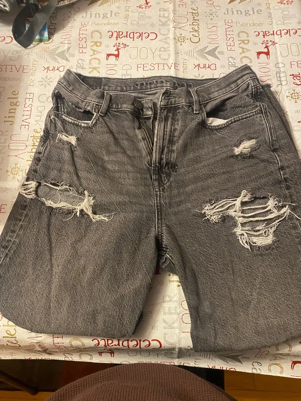 Grey Ripped American Eagle Jeans - Image 2