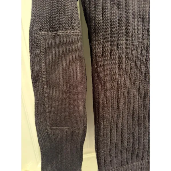 LRL Lauren Ralph Lauren Ribbed Cotton Boat Neck Sweater XL‎ Black Shoulder Zip - Image 4