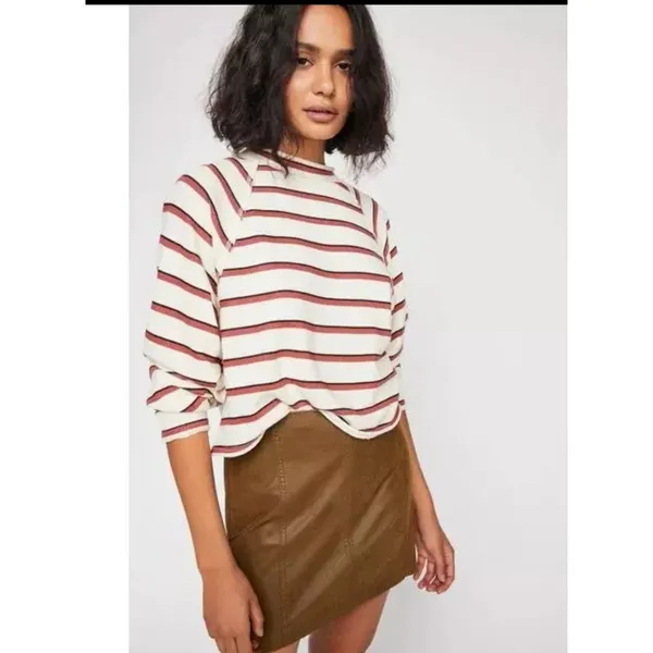 Free People Modern Femme Vegan Leather‎ Mini Skirt Size 2 Brown Short Faux - Image 11