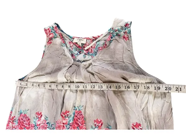 Umgee Women's Sleeveless Print Flowy V-Neckline Skinny Cross Straps Dress Tops L - Image 9