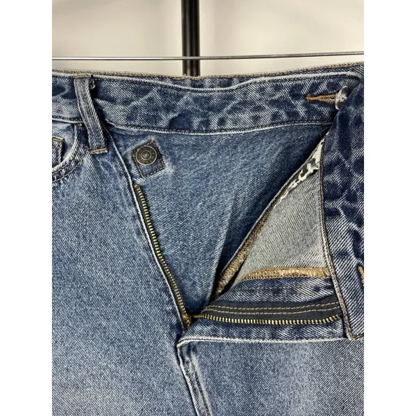 Sam Edelman Medium Blue‎ Wash The Riley Asymmetrical Raw Hem Denim Jean Skirt 29 - Image 7