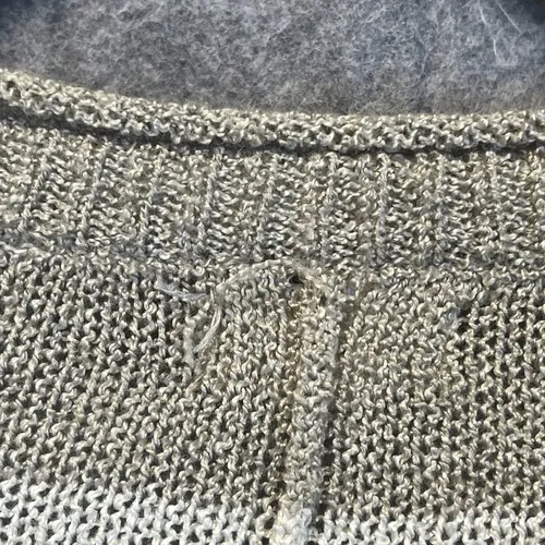POL Sweater Women's Small Gray White Striped Knit Cardigan Frayed‎ Open Front - Image 13