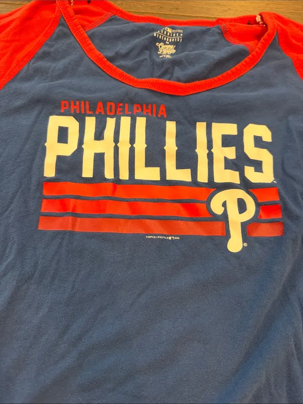Campus Lifestyle Philadelphia Phillies Women’s 3/4 Sleeve Raglan Tee Size Large - C58-029 - Image 3