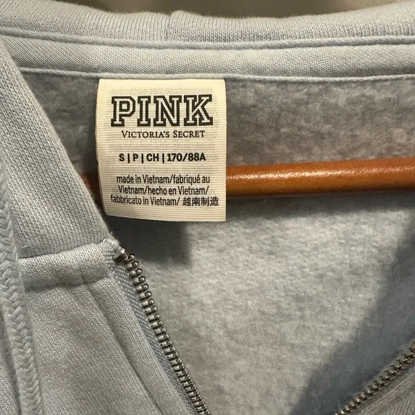 Victoria Secret hoodie fleece lined light blue size small - Image 2