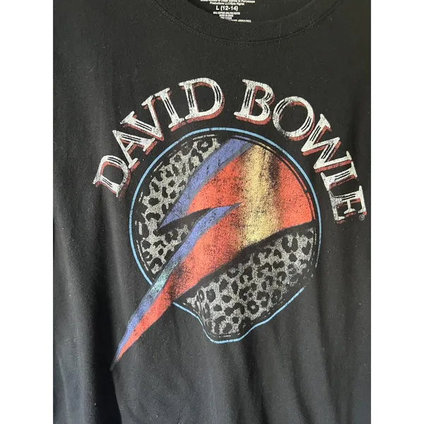 David Bowie Graphic Black T-Shirt Size Large - Image 2