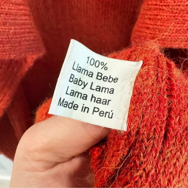 La Domenica La Casa De La Llama 100% Baby Llama‎ Burnt Orange Cardigan Sweater L - Image 6
