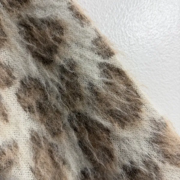 rag & bone Sweater Womens Small Tan Leopard Print Brushed Mohair Long Sleeve - Image 6