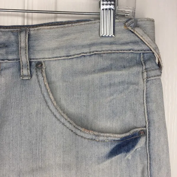 Free People Distressed Denim Shorts Light Wash - Image 7