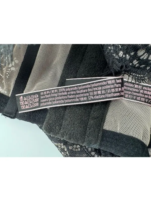 Victoria's Secret Very Sexy Unlined Plunge High Neck Bra Black Floral Lace 38DD - Image 8