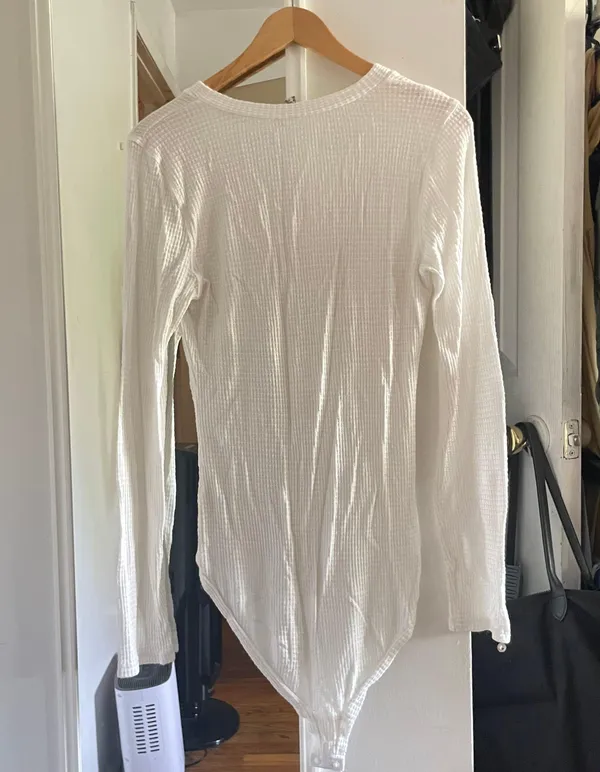 Free People White Keep Your Cool Waffle-Knit Bodysuit - Image 6