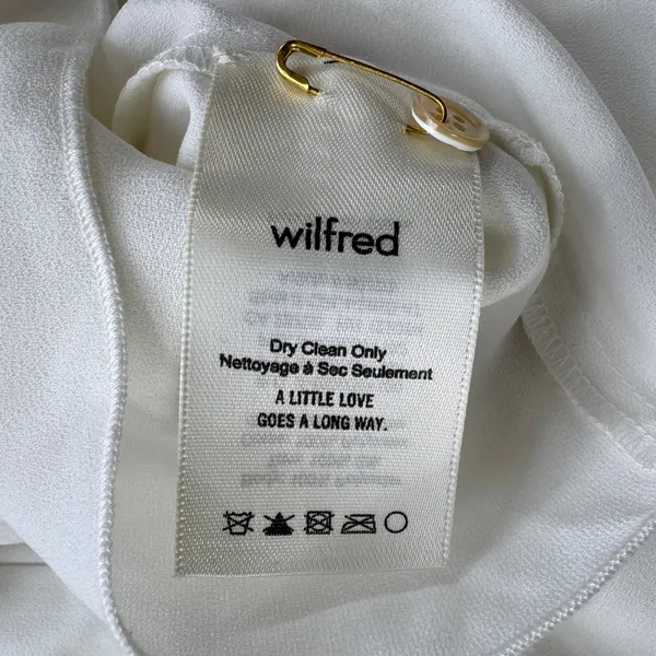 Wilfred Aritzia White Wrap Blouse Womens S Silk Trim Balloon Sleeve Cropped Top - Image 5