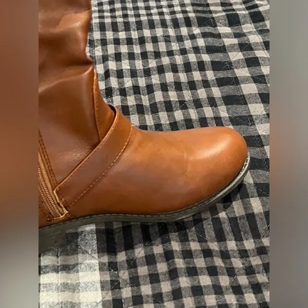 Wild Diva Mid Calf Cognac Boots - Image 10